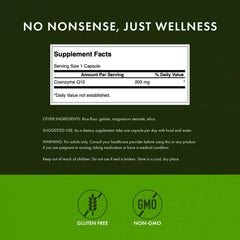 Close-up of Swanson Ultra CoQ10 capsules emphasizing brain health support