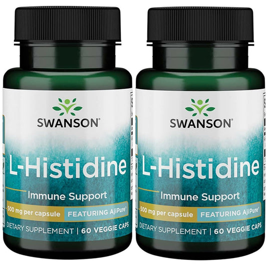 Swanson Ultra L-Histidine bottle front view with Ajipure 500 mg for immune support