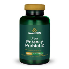 Swanson Ultra Potency Probiotic bottle pour supports digestive comfort and gut balance.