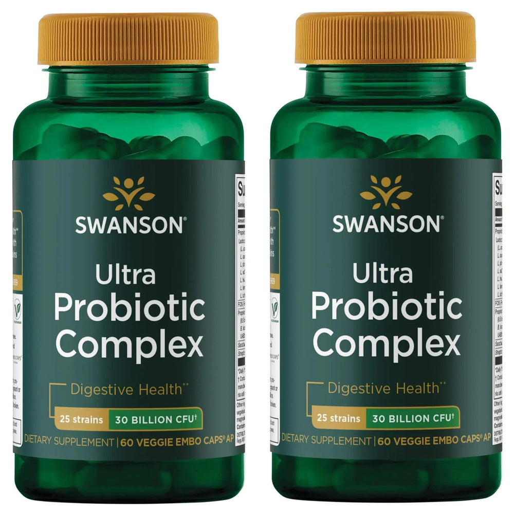 Swanson Ultra Probiotic Complex bottle front view for daily gut health support.