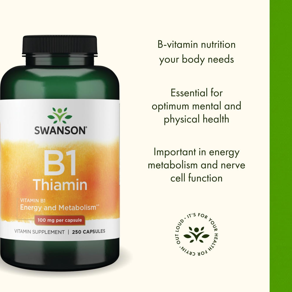 Two-pack Swanson Vitamin B1 packaging on a clean backdrop