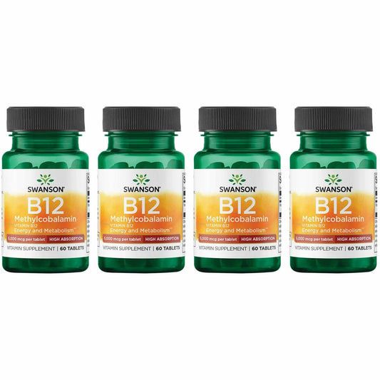 Swanson vitamin B-12 methylcobalamin high absorption bottle highlighting 5000 mcg tablets