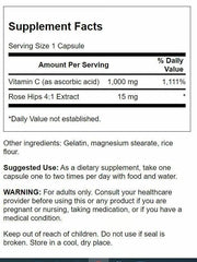 Close-up of Swanson Vitamin C capsules showing high potency