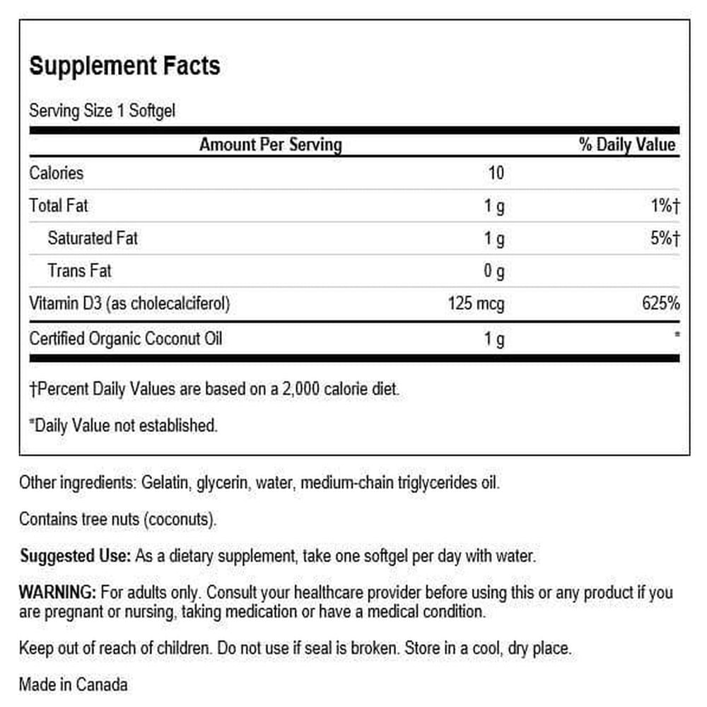 Swanson Vitamin D-3 with Coconut softgels close-up for bone support