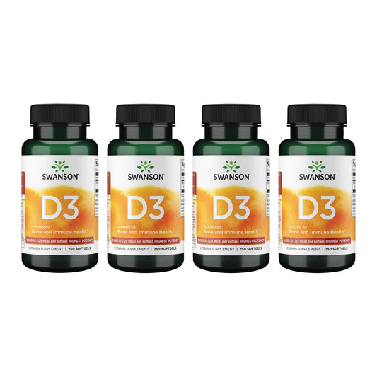 Swanson Vitamin D3 softgel bottle for daily bone support.