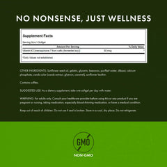 Swanson K2 label detail highlighting natto-derived MK-7 for nutrient support.