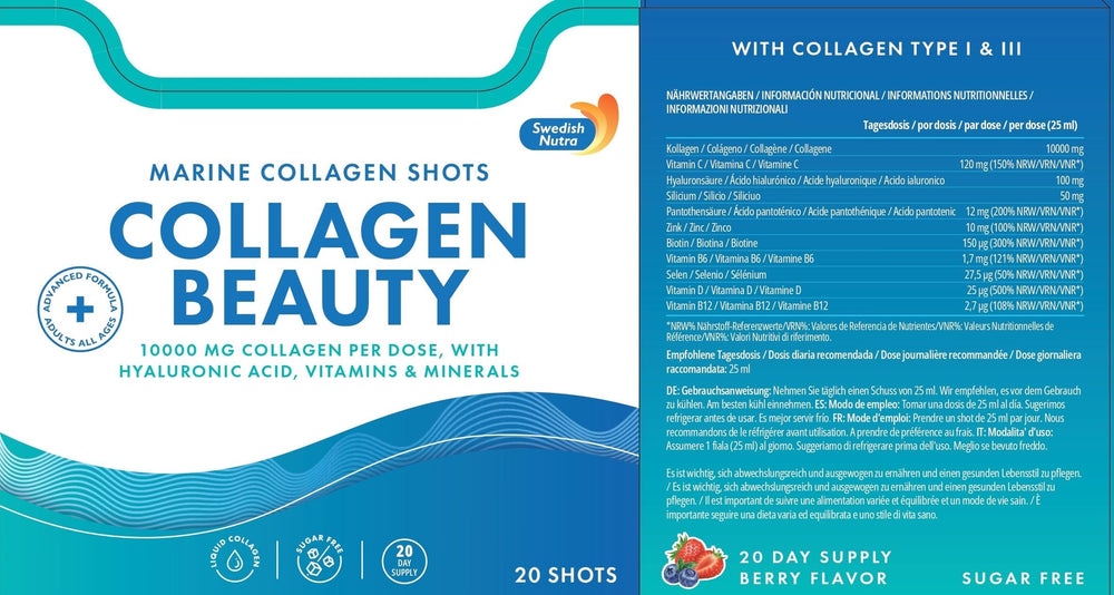 Hair and nails may improve with regular Swedish Nutra Collagen Beauty Shots.