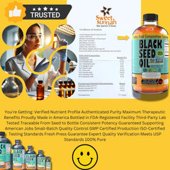 Sweet Sunnah Black Seed Oil on shelf emphasizes vegan and halal-friendly branding.