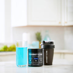 Sweet Cre Creatine Fruit Punch shaker for quick, on-the-go mixing.
