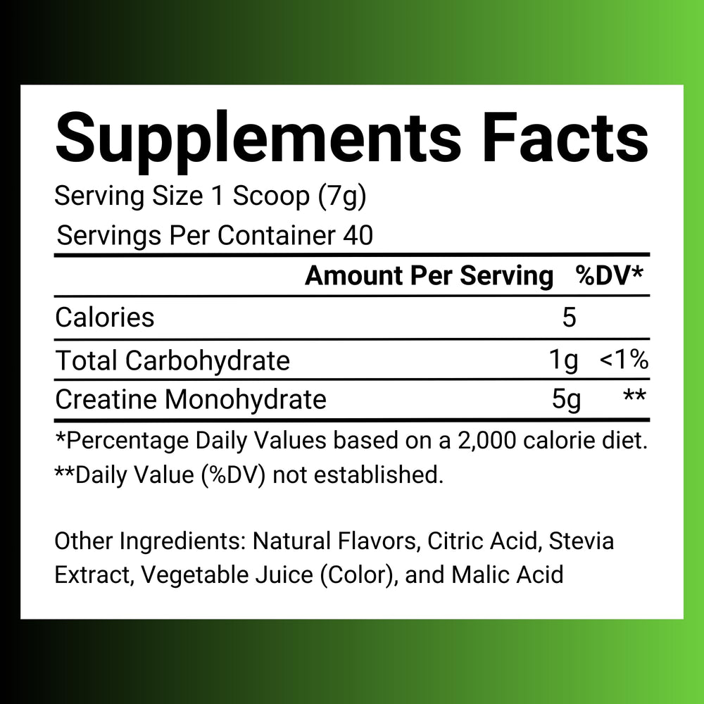 SweetCre Creatine Monohydrate fruit punch scoop beside powder for quick shakes