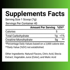 SweetCre Creatine Monohydrate fruit punch scoop beside powder for quick shakes