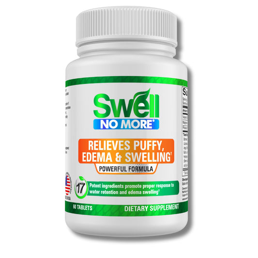 Swell No More bottle pour demonstrates convenient daily use for swelling support.