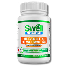 Swell No More bottle pour demonstrates convenient daily use for swelling support.