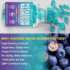 Swiss Bioenergetics blueberry gummies 120-count bottle on shelf for daily routine