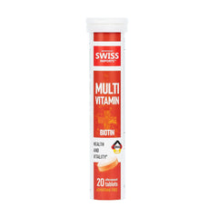Swiss Imports effervescent multivitamin tablets dissolving in water for a refreshing daily boost