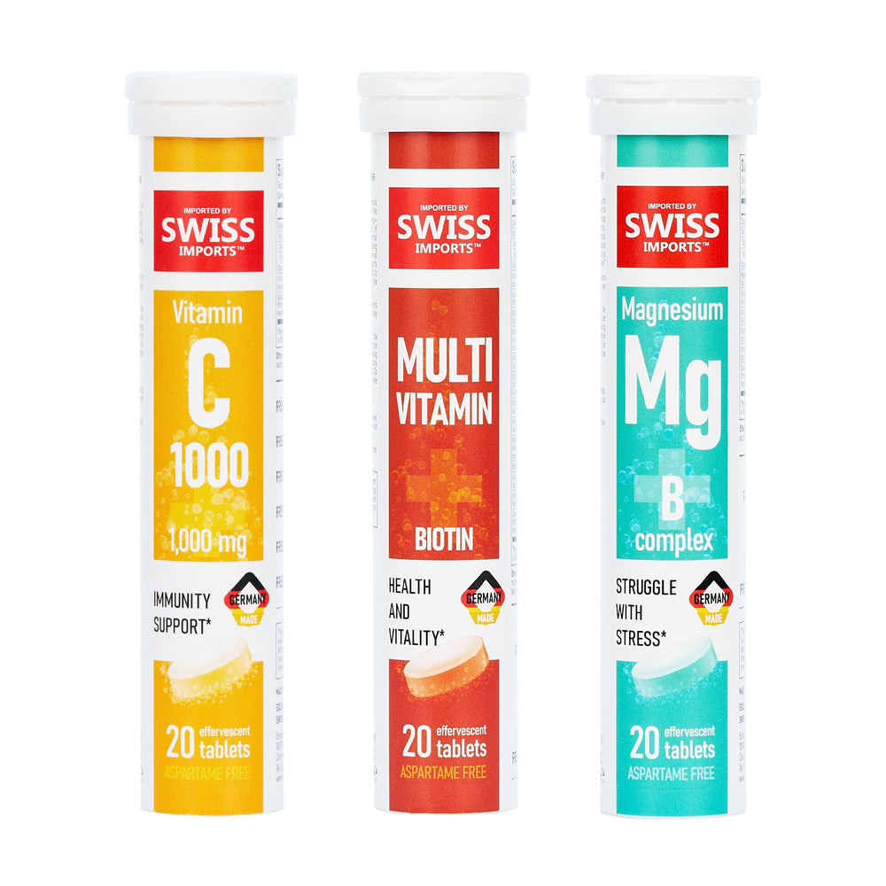 Swiss Imports effervescent vitamin C bottle with fizz supports immune function and energy