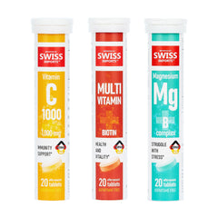 Swiss Imports effervescent vitamin C bottle with fizz supports immune function and energy