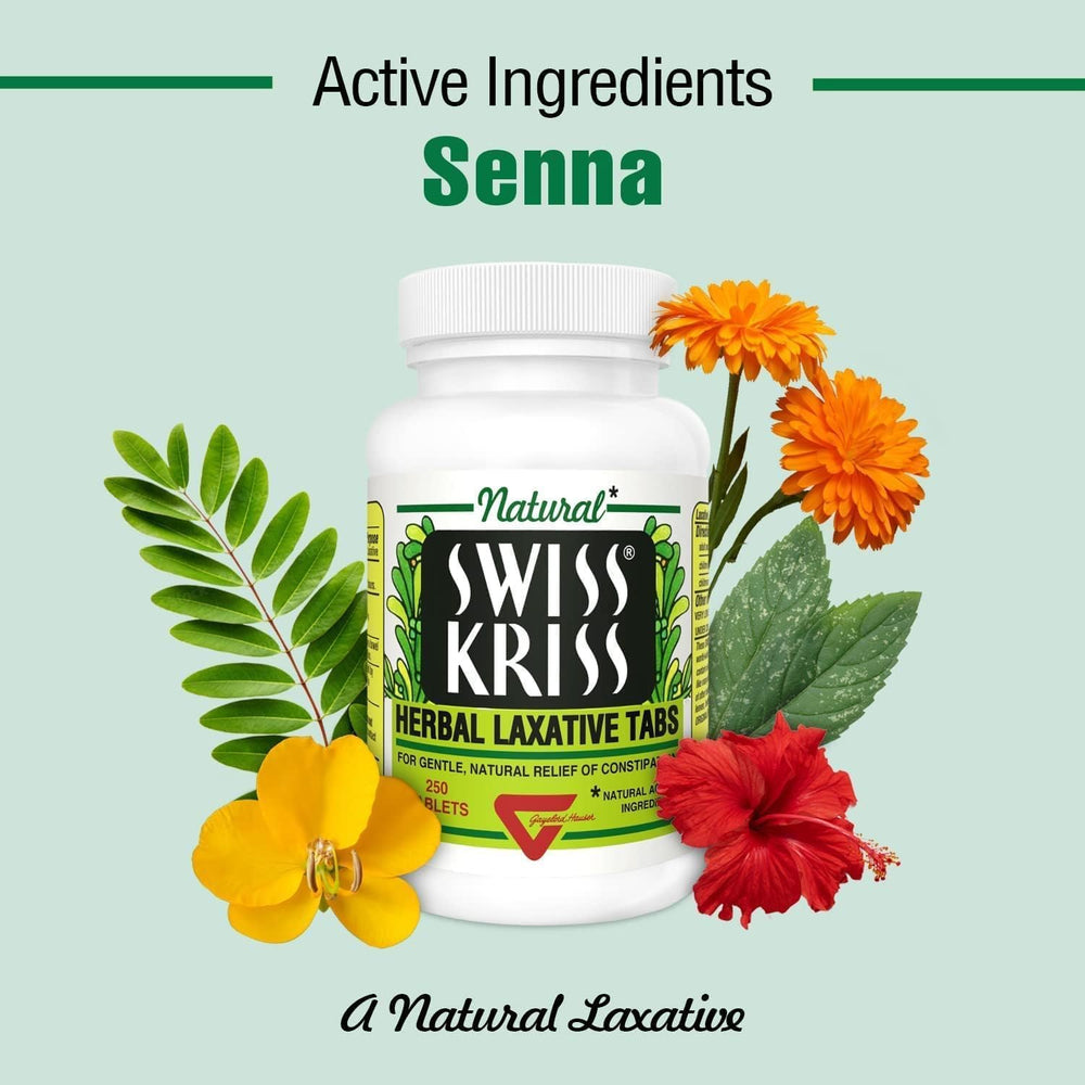 Swiss Kriss Tabs 250 in use scene suggesting gentle herbal support.