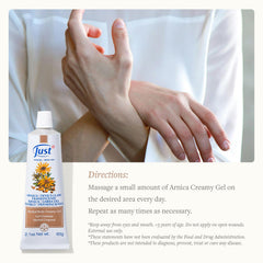 Ingredients of SwissJust Arnica Gel: arnica, almond oil, frankincense, devil's claw