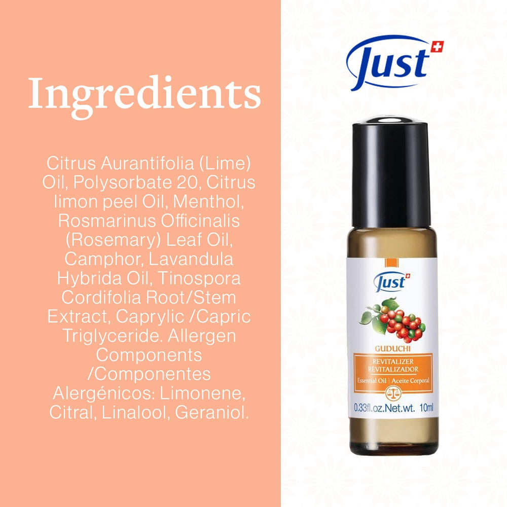 Guduchi Revitalizer behind ears for a quick uplifting aroma.
