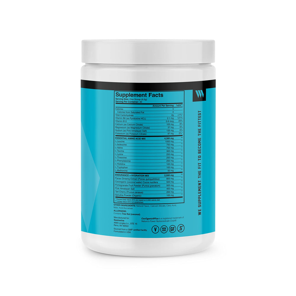 Swolverine Intra Tropical Blast bottle on gym shelf.