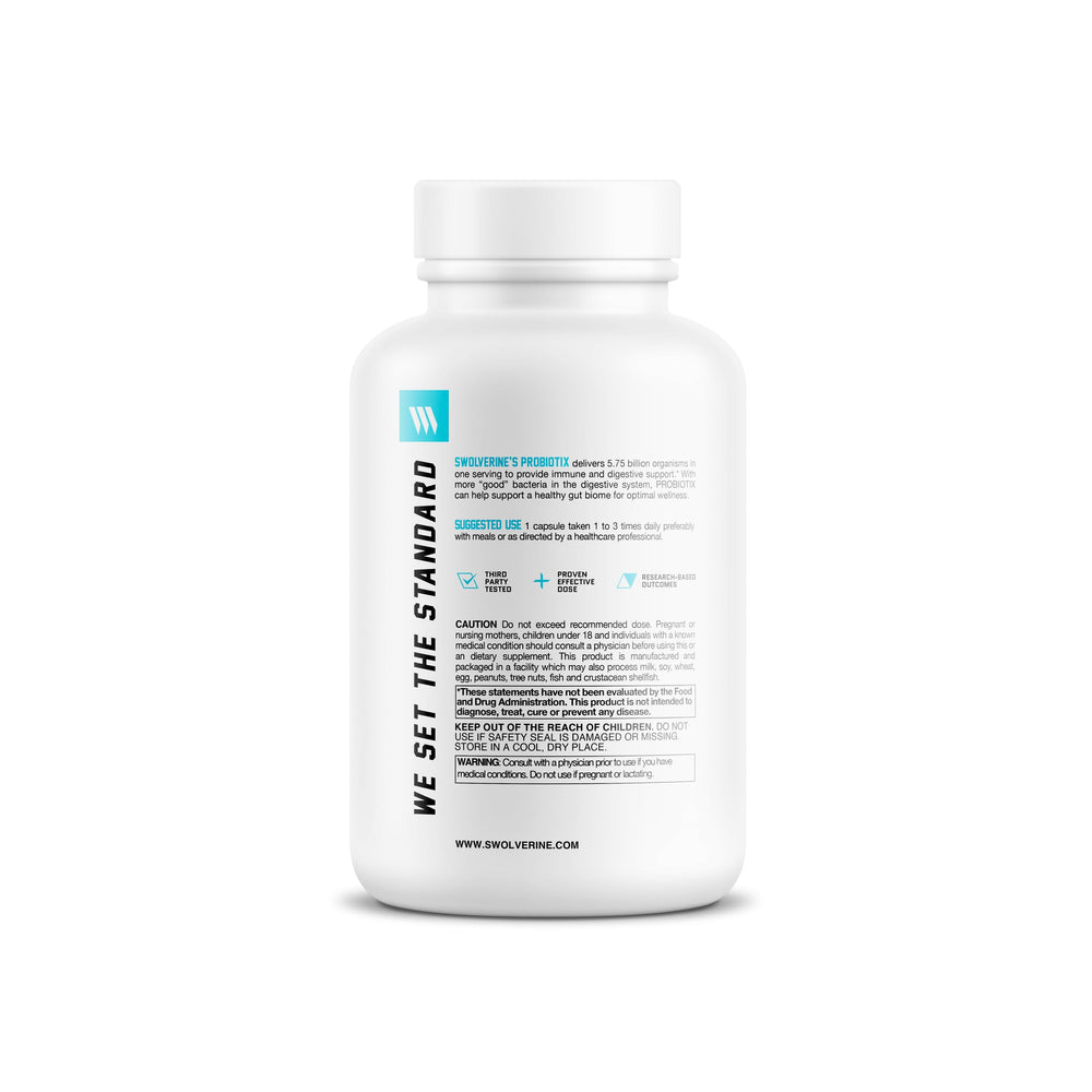Swolverine Probiotix capsules close-up highlighting texture and daily gut support