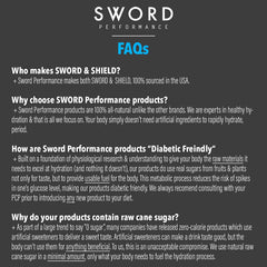 SWORD PERFORMANCE Lemonade powder used during a workout for endurance support.