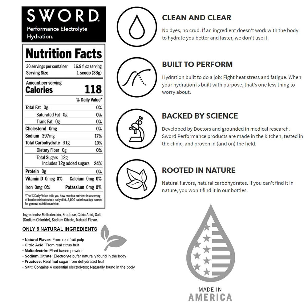 SWORD PERFORMANCE pineapple mango scoop for convenient daily hydration