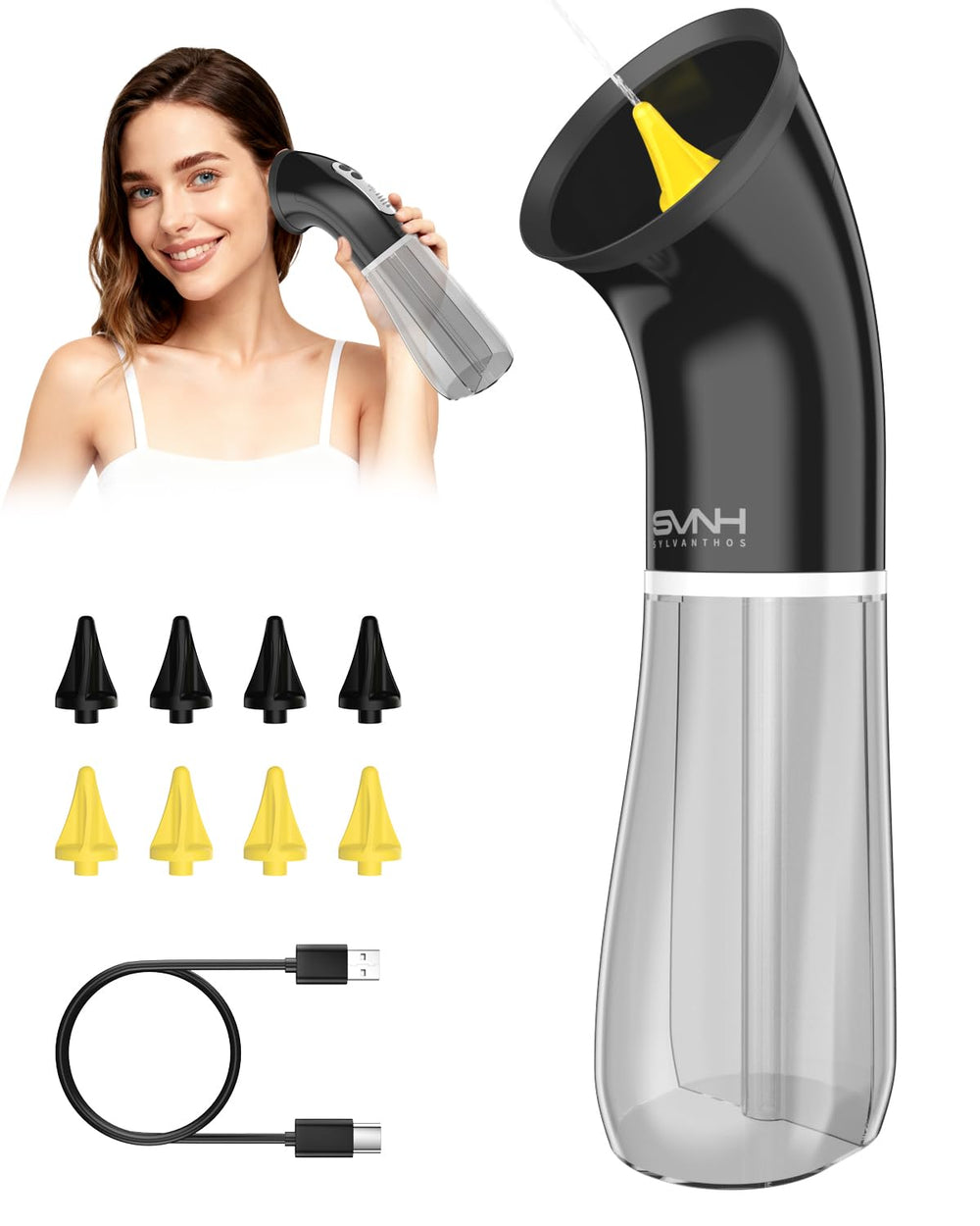 Sylvanthos ear cleaner front view, compact family-friendly design for safe cleaning