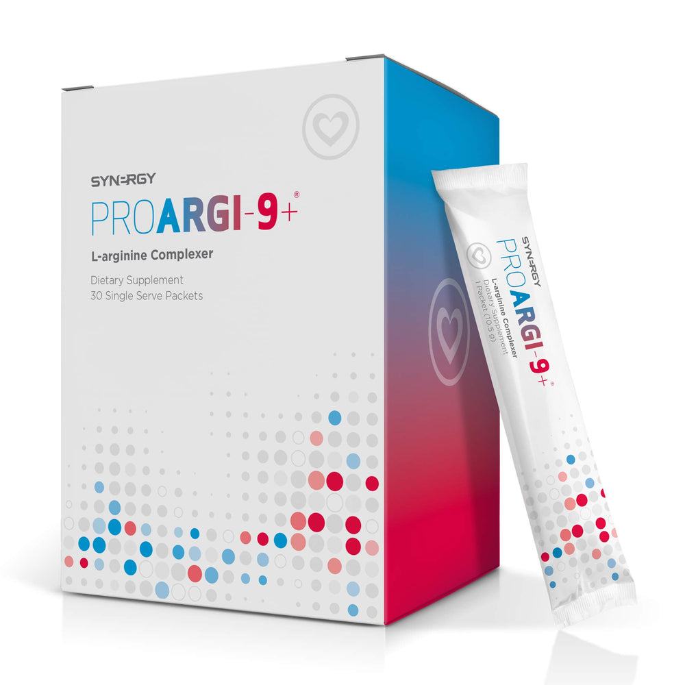 Synergy ProArgi-9 Plus mixed berry packets for daily energy and circulation support.