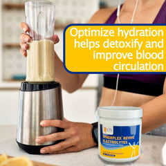 Scoop of Synerplex Revive electrolyte powder ready for workout hydration.