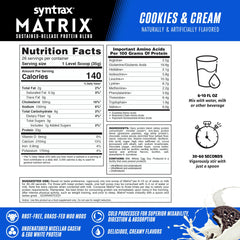 Syntrax Matrix Cookies & Cream powder close-up with real cookie pieces