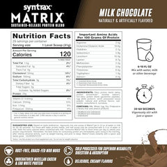 Syntrax Matrix ingredients panel with micellar casein and egg white visible for quality