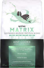 Syntrax Matrix Mint Cookie 5 lbs pouch front view with real cookie pieces for shakes.