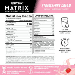 Mixed shake shows creamy Strawberry Cream with lasting protein release.