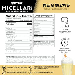 Syntrax Micellar Creme scoop of powder ready to mix for sustained protein