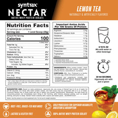 Syntrax Nectar Lemon Tea powder closeup shows smooth texture for easy mixing