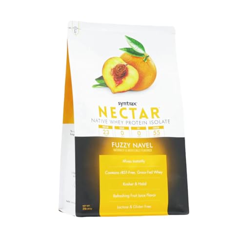 Syntrax Nectar powder scoop highlighting instant mixability and smooth texture.