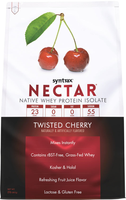 Syntrax Nectar Twisted Cherry bottle pour reveals a refreshing fruit flavor for shakes