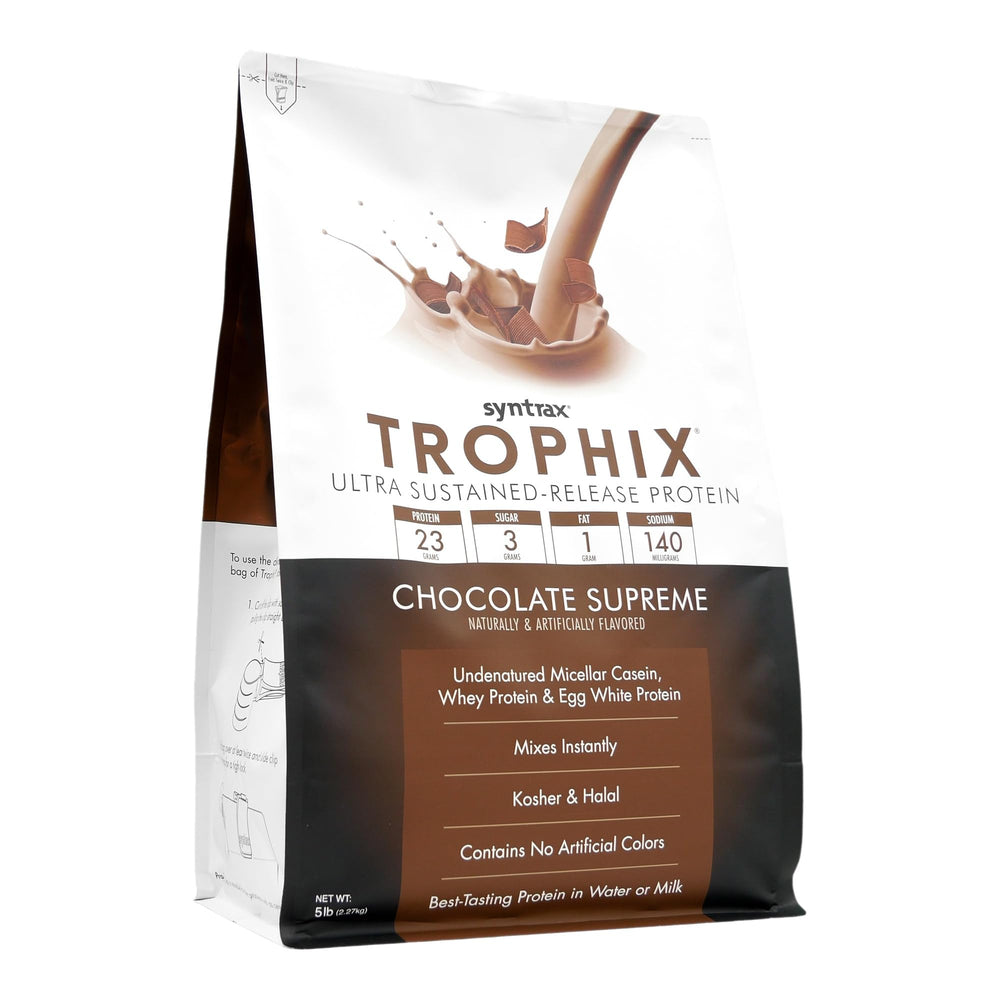 Syntrax Trophix Chocolate Supreme mixed with water for a creamy beverage