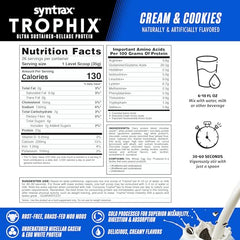 Syntrax Trophix shake in a glass shows fast mixability for post-workout fuel.