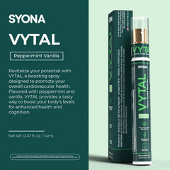 SYONA VYTAL flavor image highlighting peppermint and vanilla aroma.