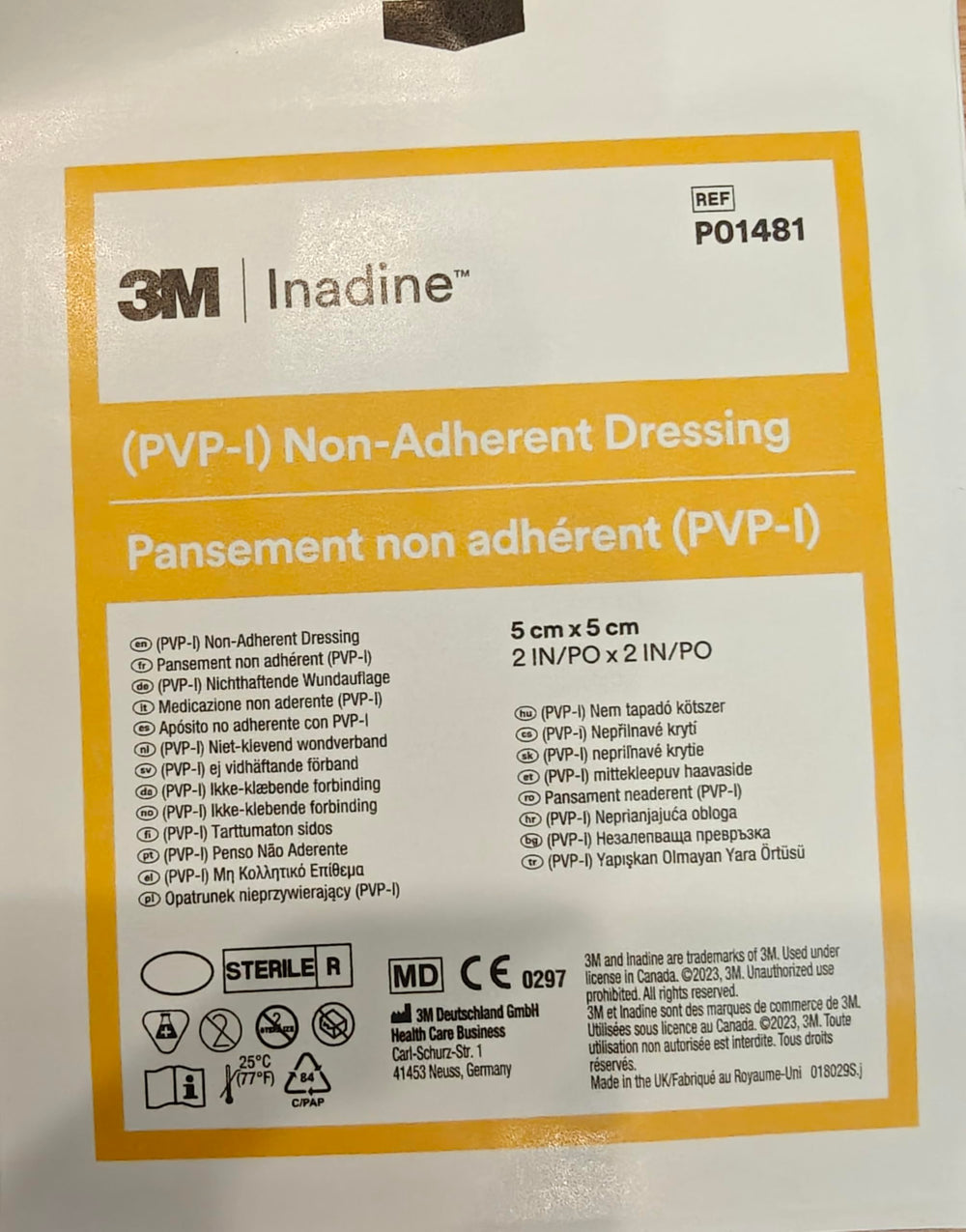 Systagenix Inadine 5x5 dressing pack for small wound coverage