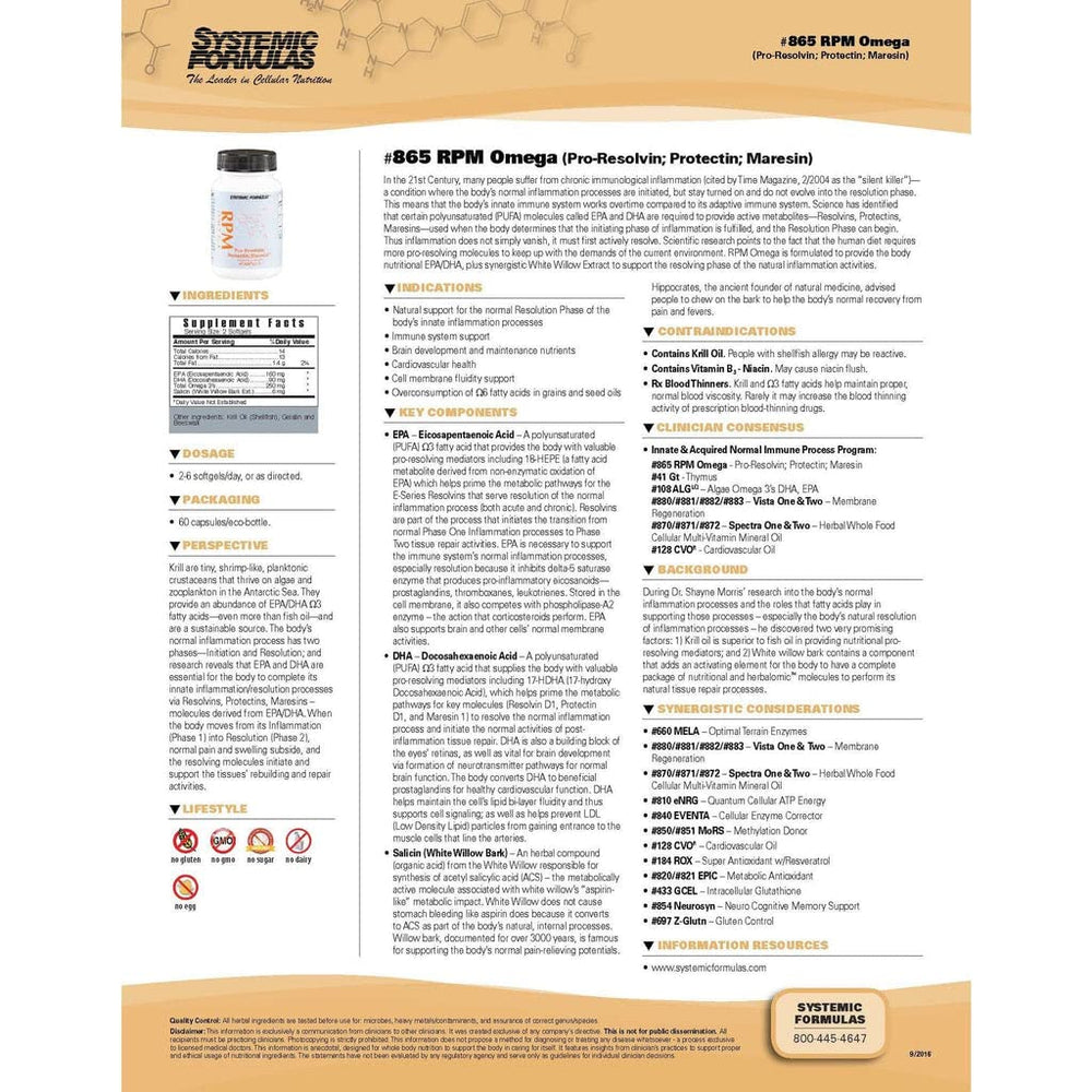 Systemic Formulas Bio Cell 865 label detail on packaging.