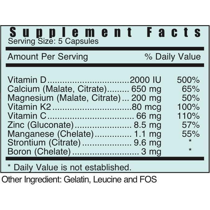 Systemic Formulas CAL ingredients matrix showing mineral synergy for absorption