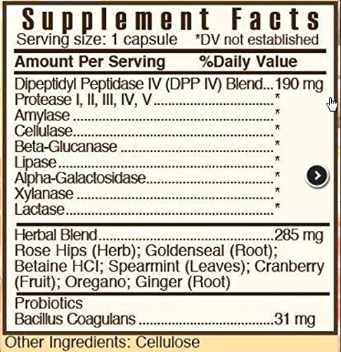 Systemic Formulas ZGLUTN label closeup highlighting enzyme blend ingredients.