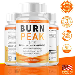 Syvor Burn Peak capsules closeup highlighting natural ingredients and compact form