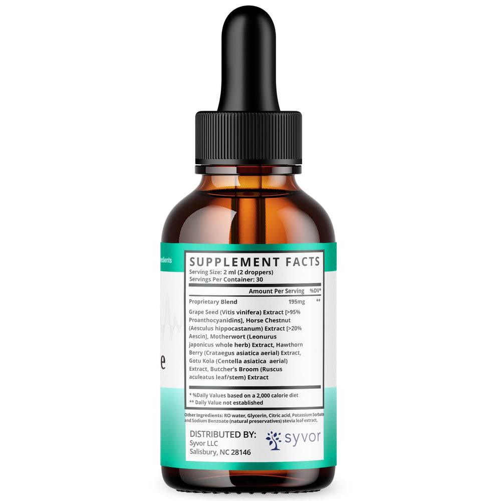 Syvor Echo Free Drops ingredients label highlights natural components for informed use.