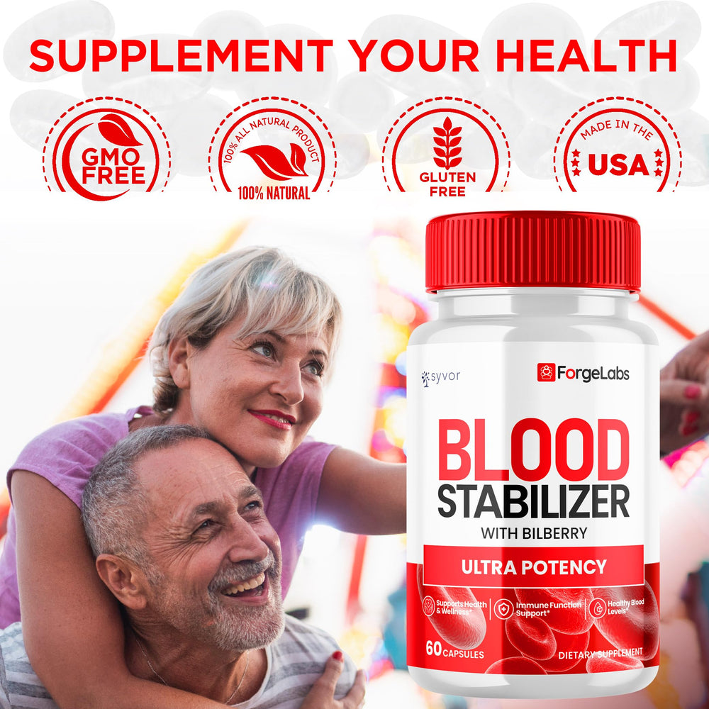 Syvor ForgeLabs Blood Stabilizer bottle back detailing natural ingredients and benefits.