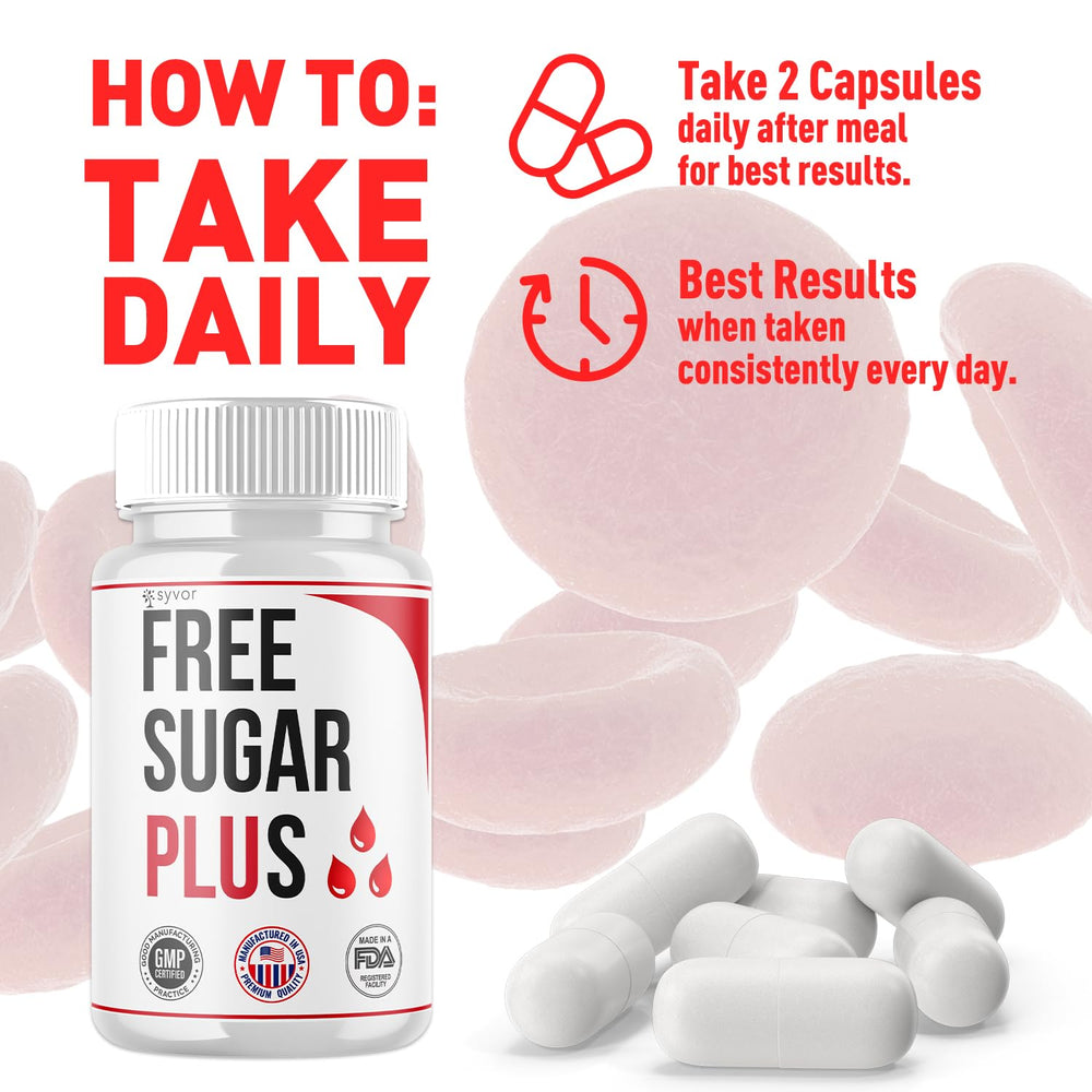 Syvor Free Sugar Plus packaging graphic highlighting natural formula